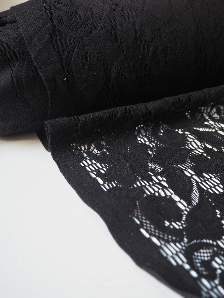 Black Soft Floral Stretch Lace