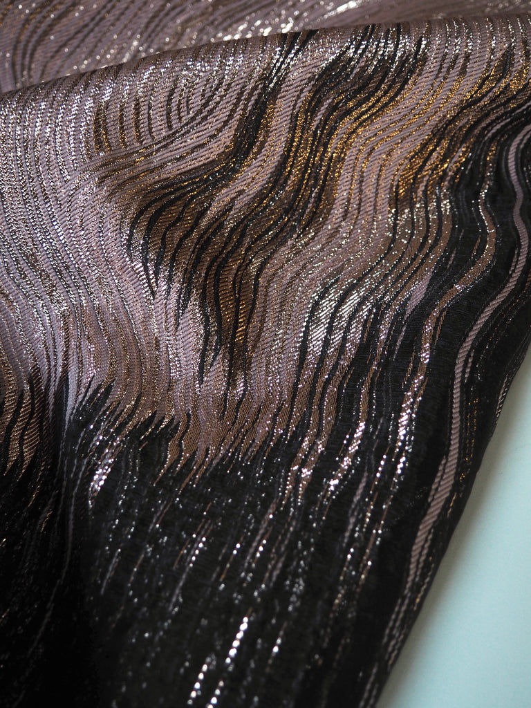 Pink Wave Silk Metallic Organza Cloqué
