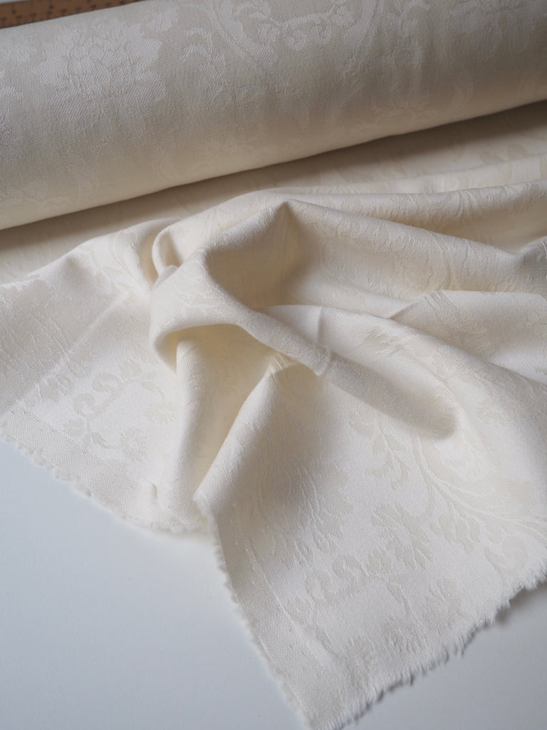 Ivory Damask Wool + Cotton Jacquard