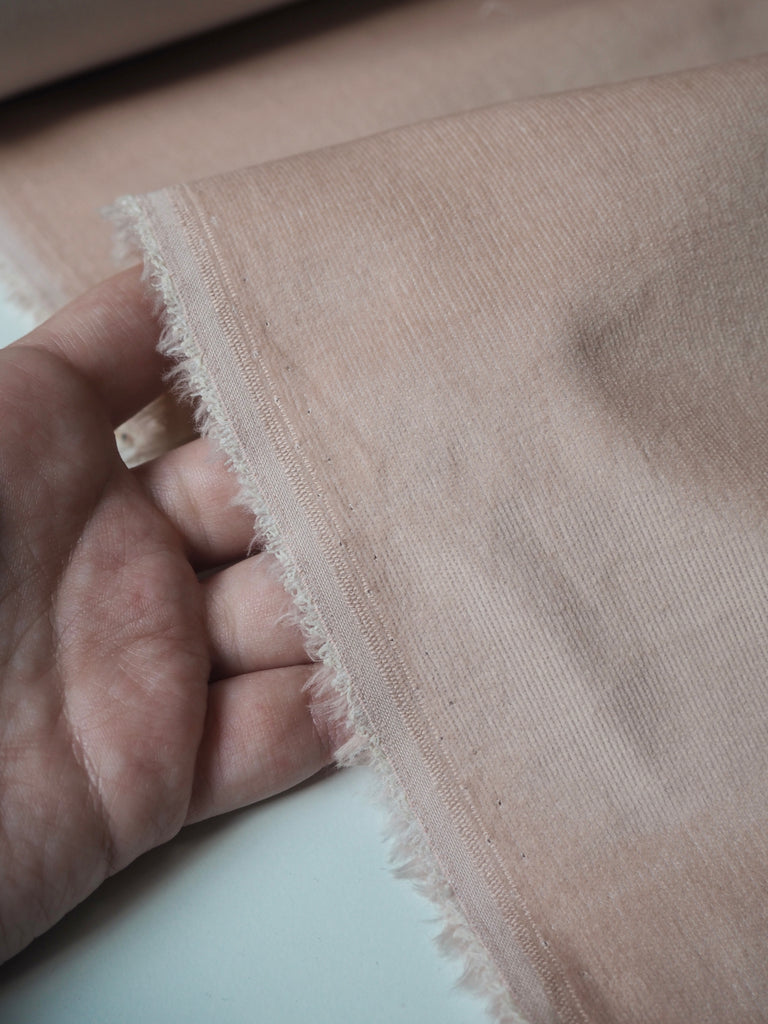 Pale Pink Stretch Cotton Micro Corduroy