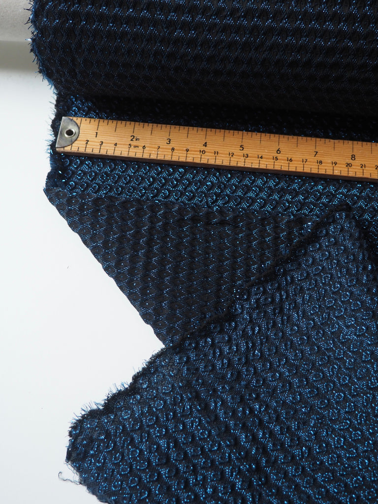 Blue Metallic Dot Cloqué