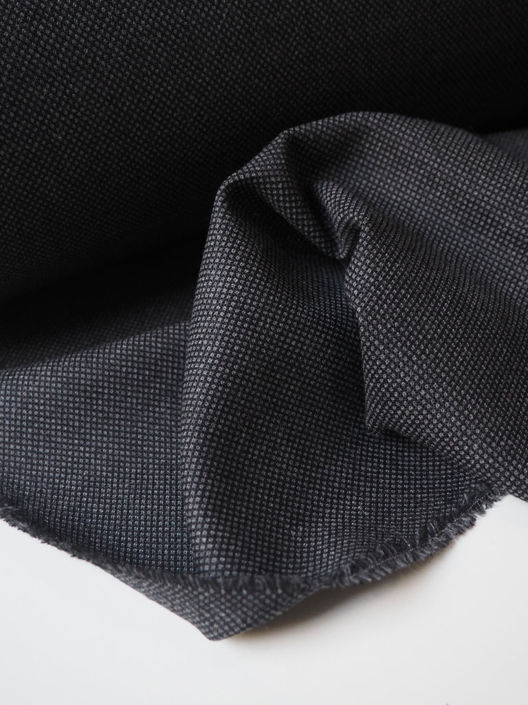 Grey + Black Birdseye Stretch Wool/Cotton