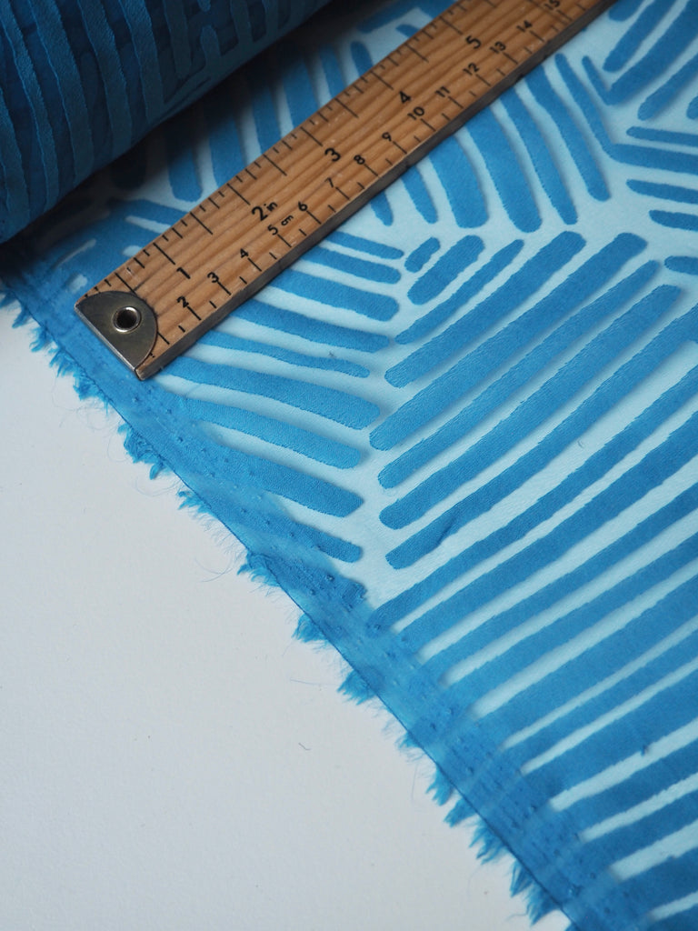 Blue Inca Burnout Light Organza