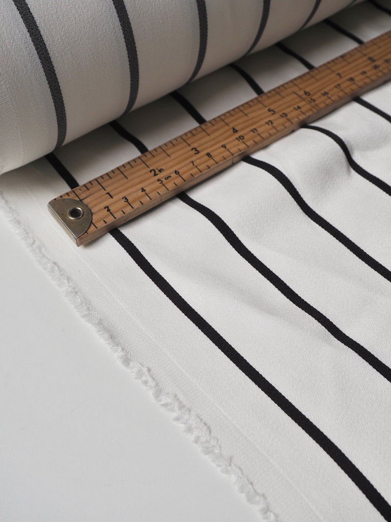 Black + White Stripe Viscose Crepe-Backed Satin