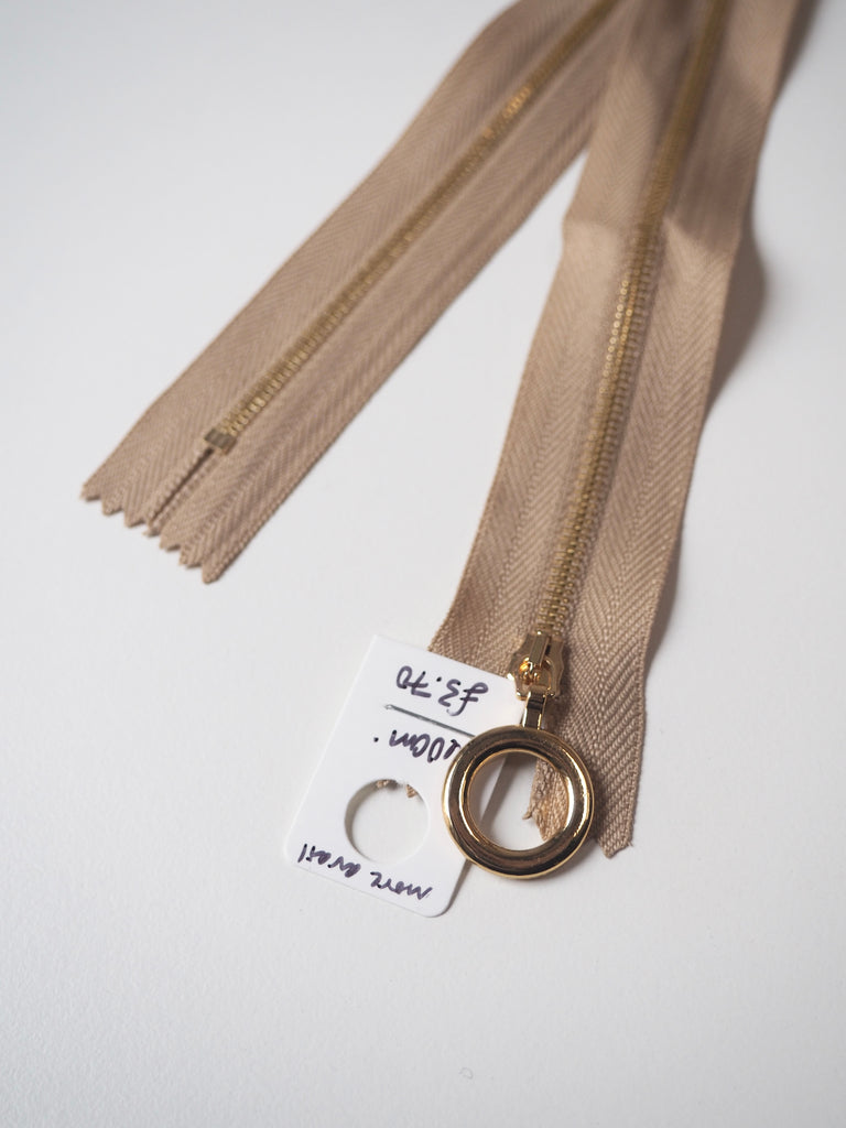 60cm Beige Narrow Metal Teeth Zips