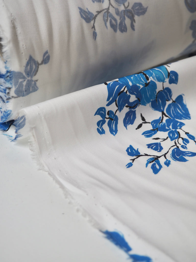 Blue Branch Floral Cotton Poplin