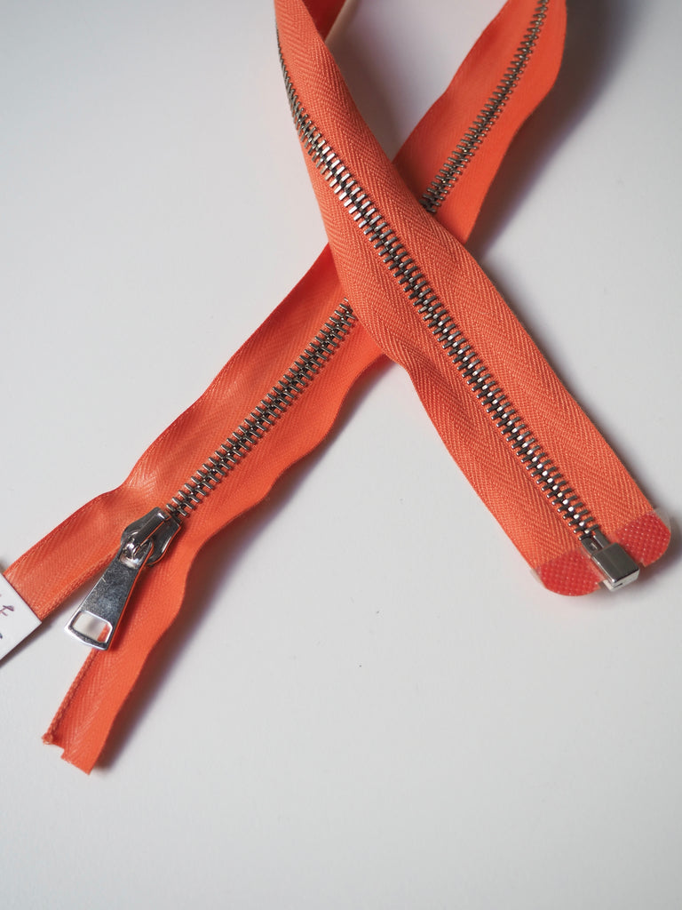 Raccagni Orange Plastic Coated Open-Ended Metal Zips 49cm