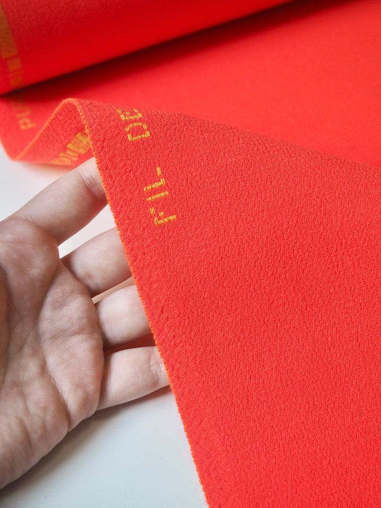 Fluro Orange Double Wool Crepe