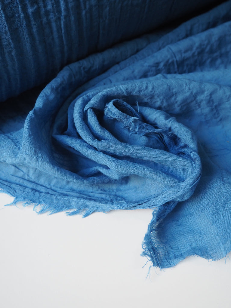 Porcelain Blue Crinkle Viscose Voile