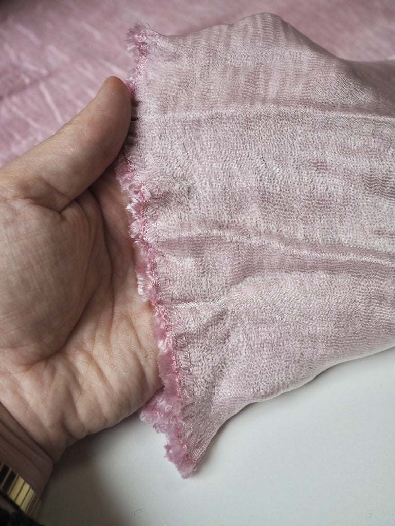 Light Pink Plissé Cupro Cloqué