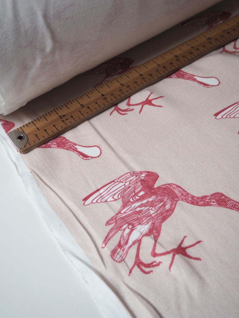 Pink Spoonbill Organic Cotton Interlock Jersey