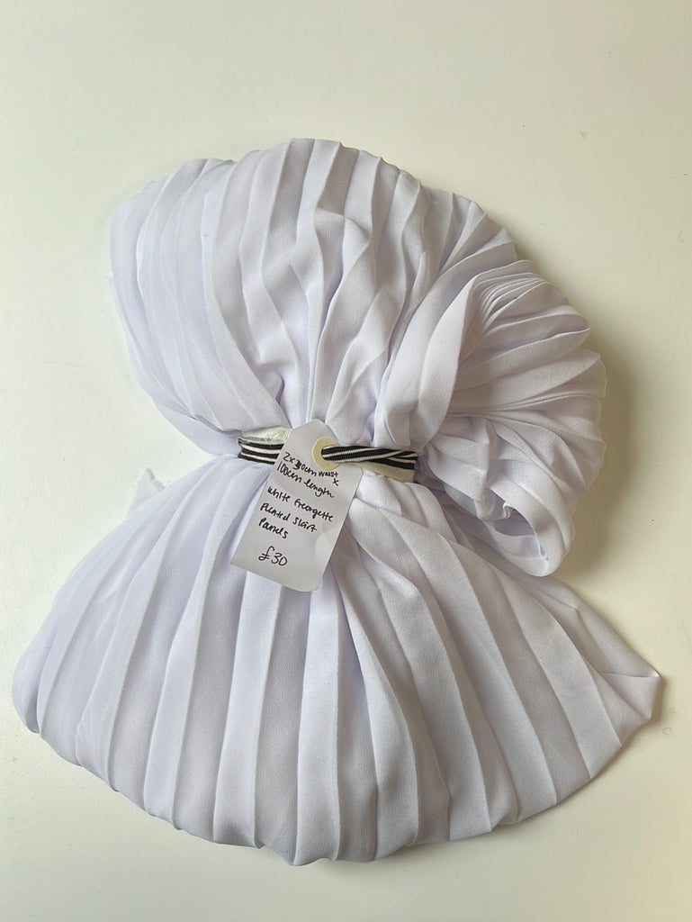 White Georgette Pleated Skirt Panels Remnant
