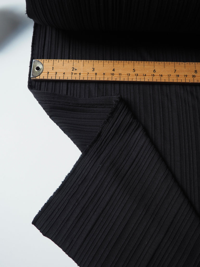 Black Ribbed Satin Jersey