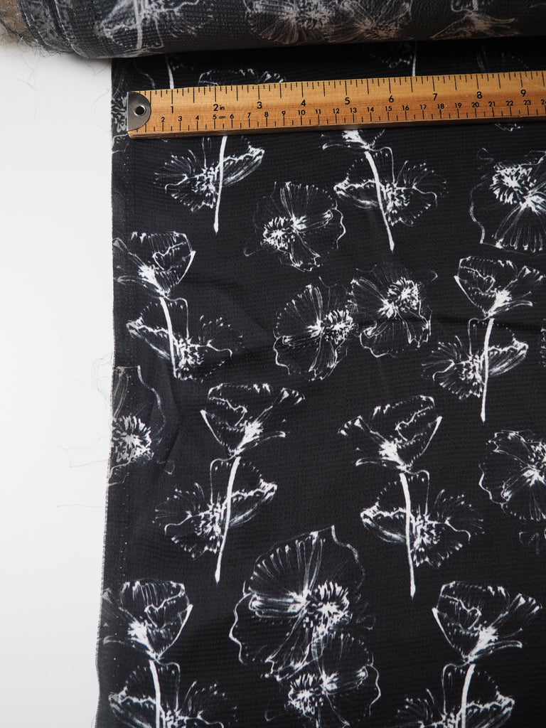 Black + White Tulip Hammered Viscose Satin