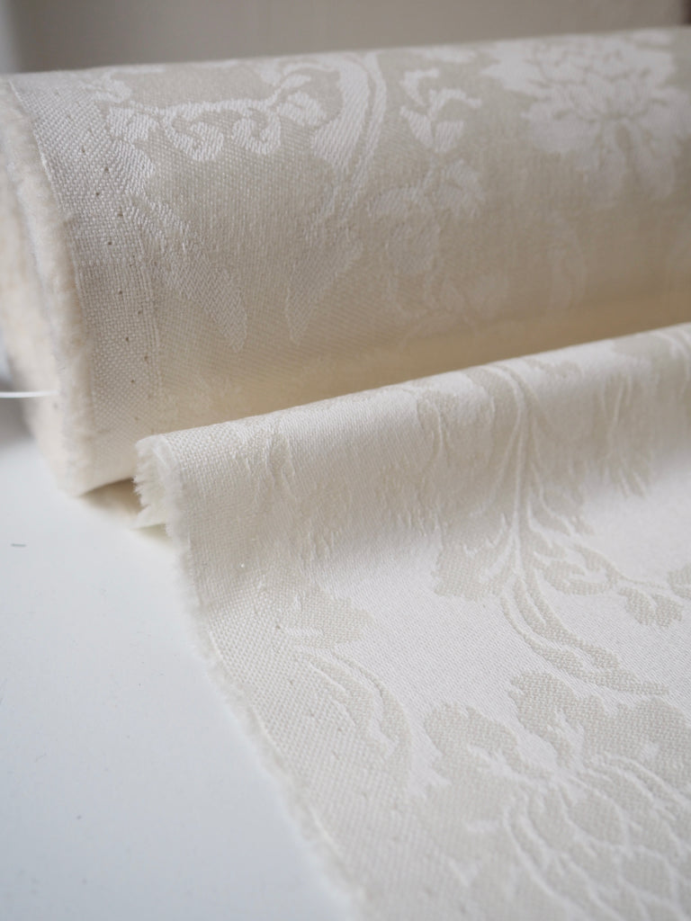 Ivory Damask Wool + Cotton Jacquard