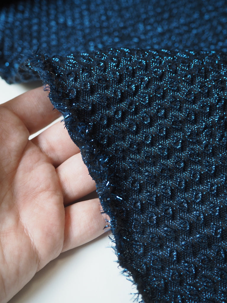 Blue Metallic Dot Cloqué