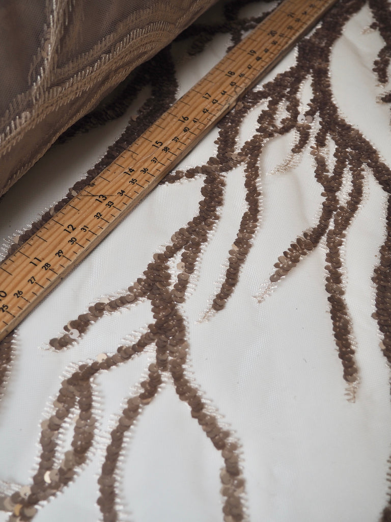 Soft Gold Vine Sequin Tulle