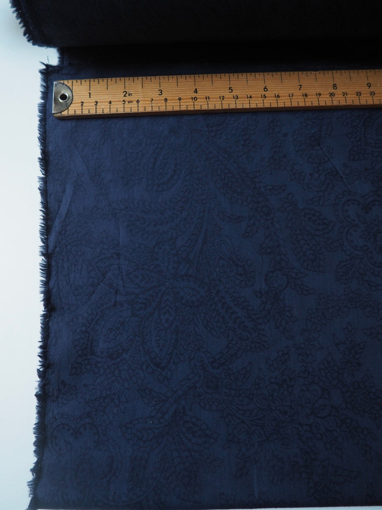 Liberty Navy Paisley Cotton Jacquard