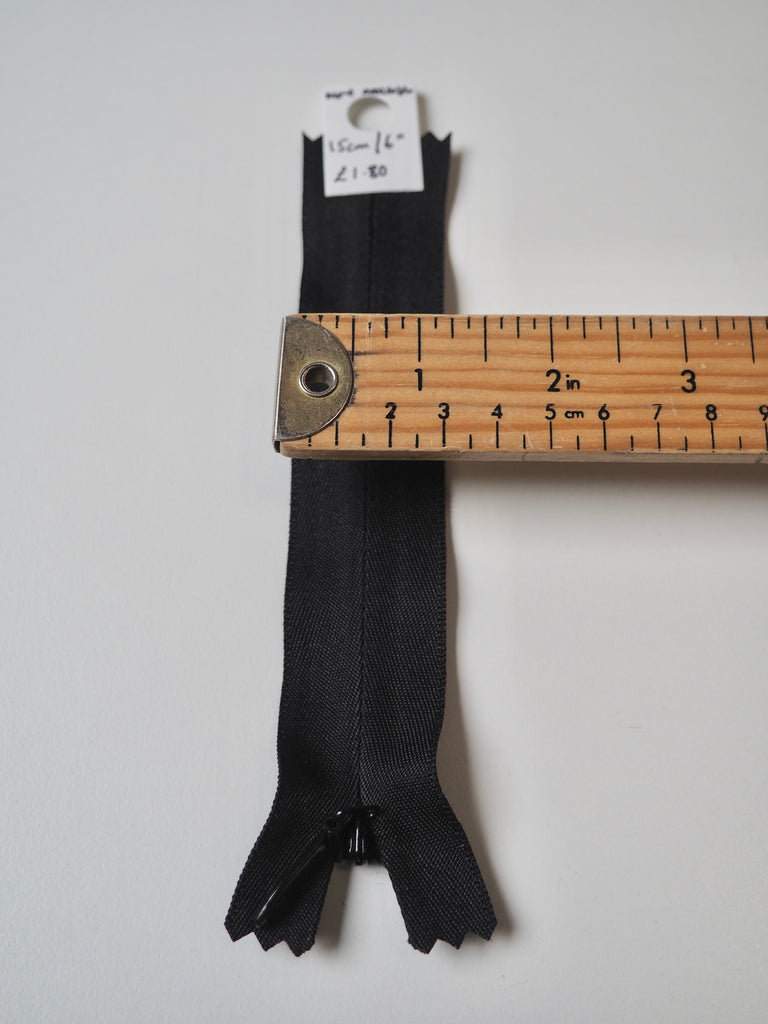 YKK 15cm/6inch Wide Black Invisible Zip
