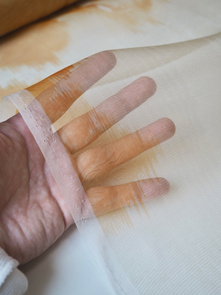 Yellow Moiré Rose Silk Organza