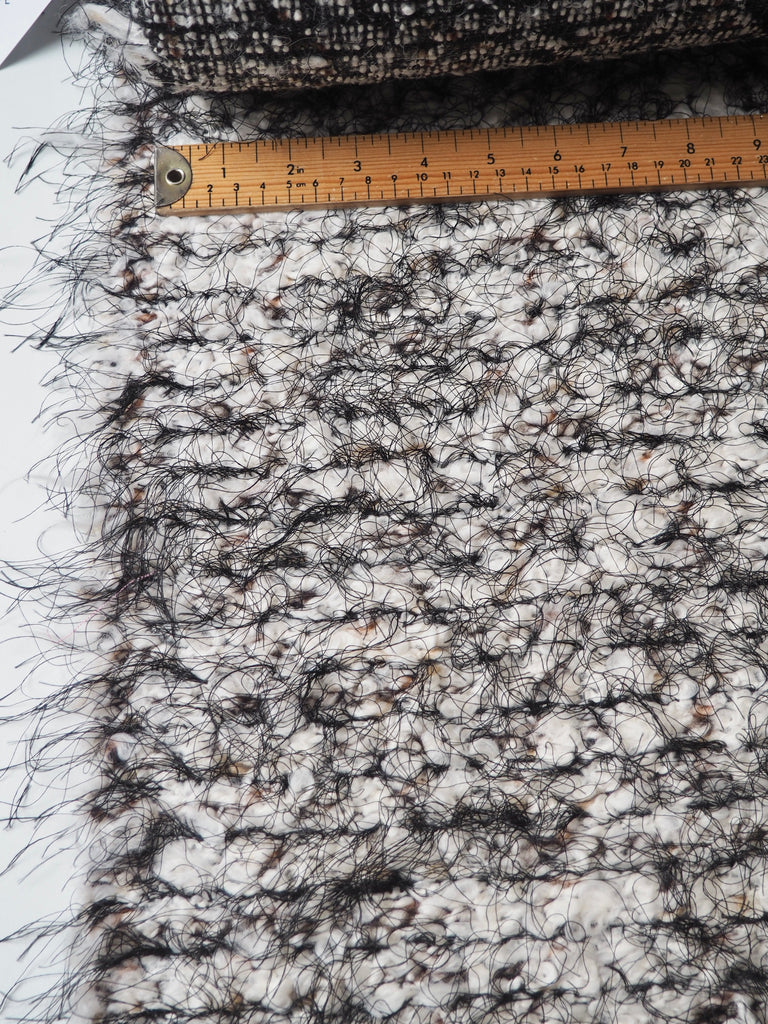 Fringed Cream Marl Boucle Wool Coating