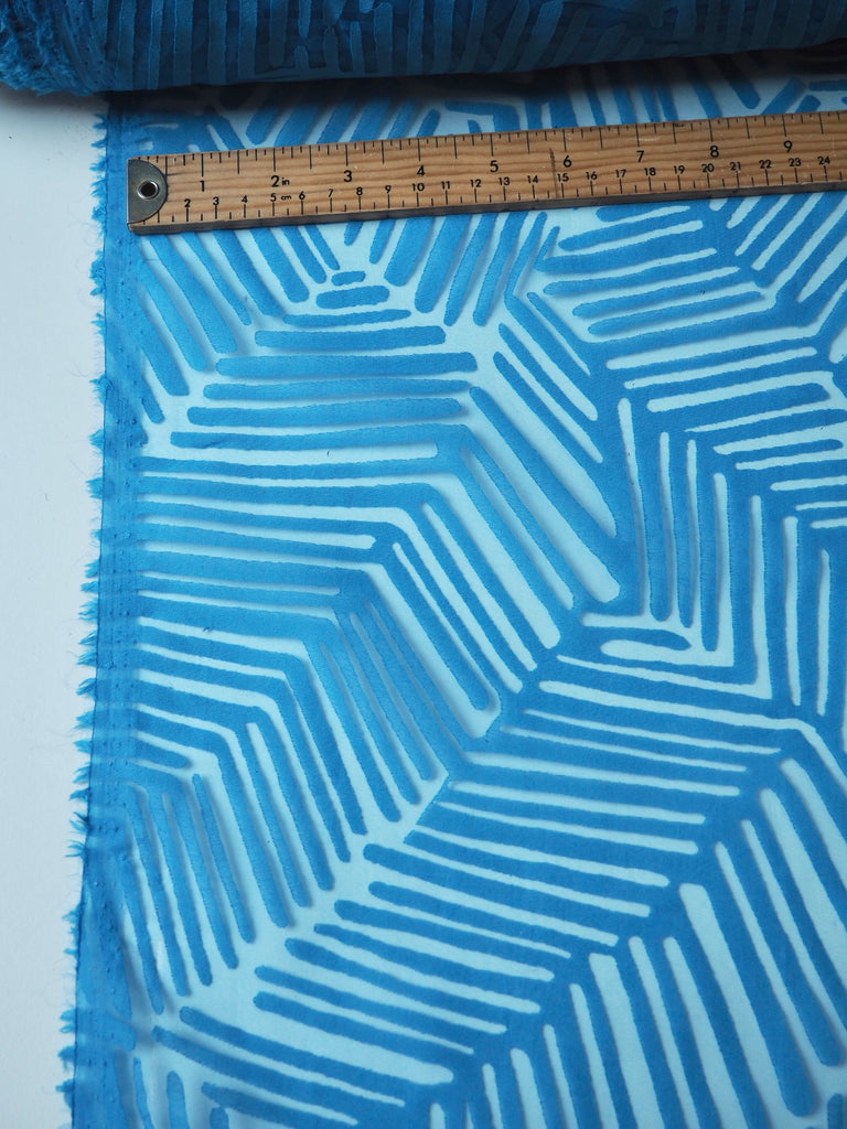 Blue Inca Burnout Light Organza