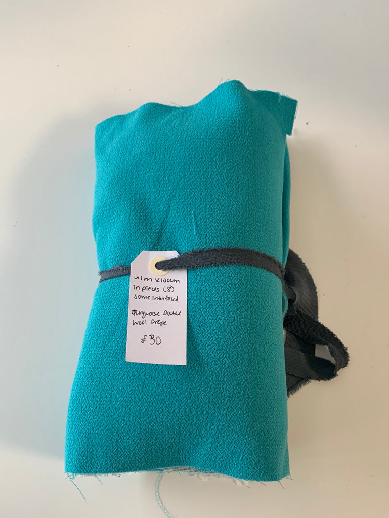 Turquoise Double Wool Crepe Remnant