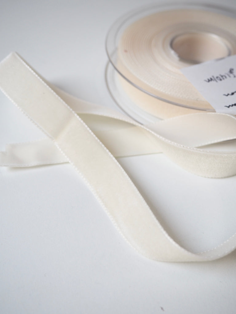 Berisfords Cream Velvet Ribbon 16mm