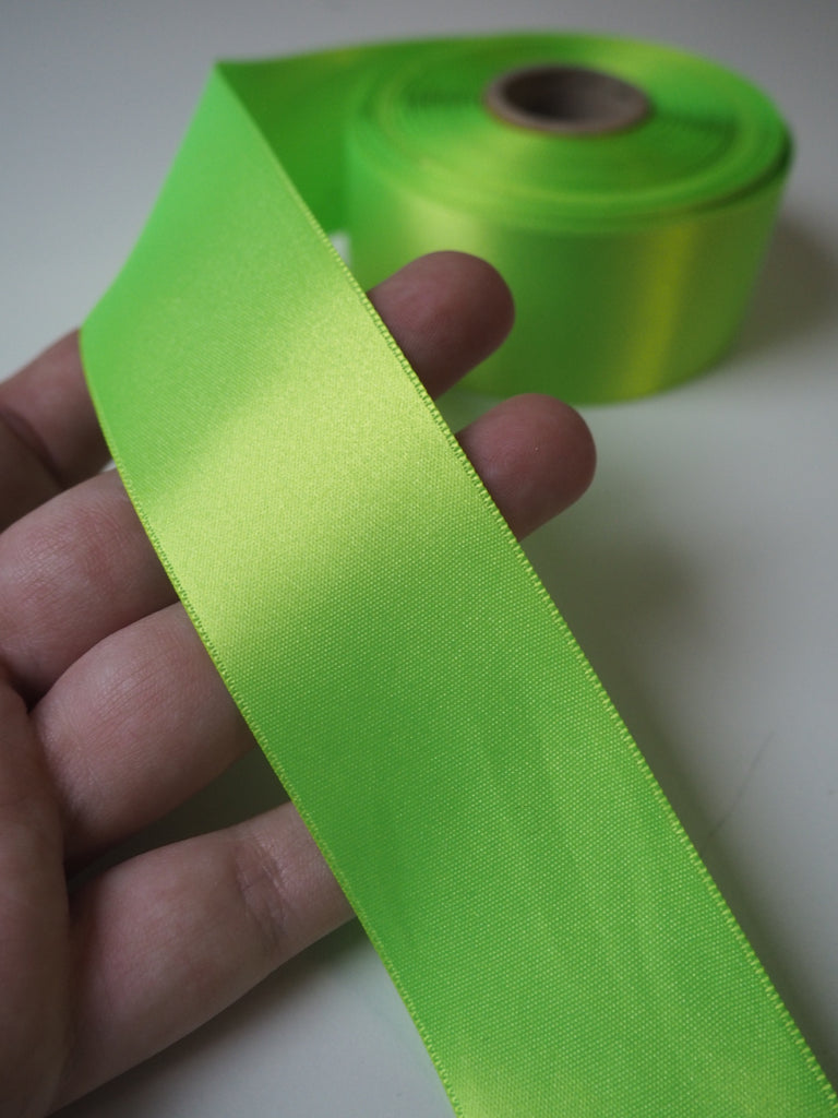 Neon Lime Double Faced Satin Ribbon 40mm