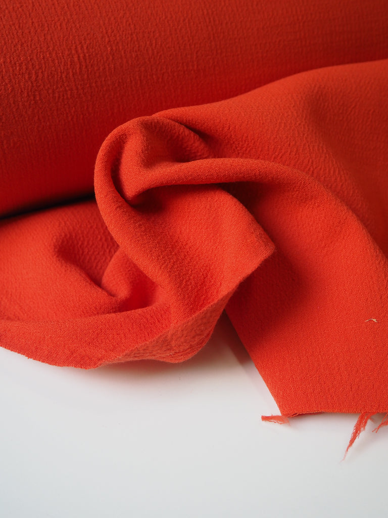 Orange Plush Double Faced Wool Crepe