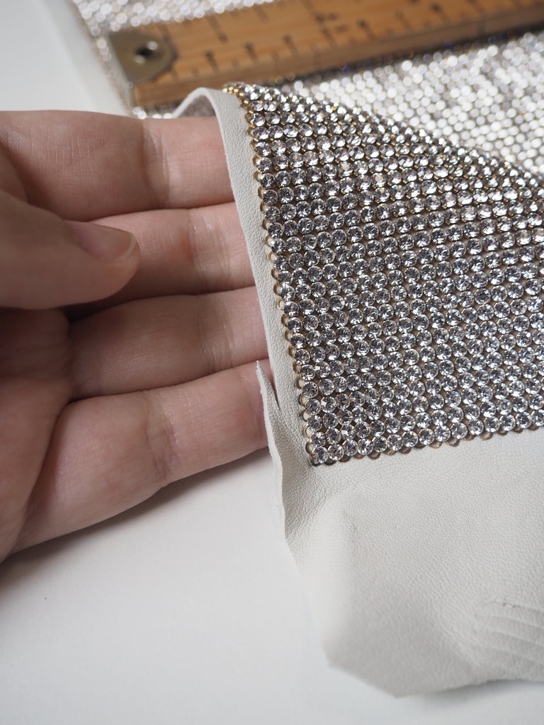 Swarovski Crystal + Gold Chainmail Leather Piece