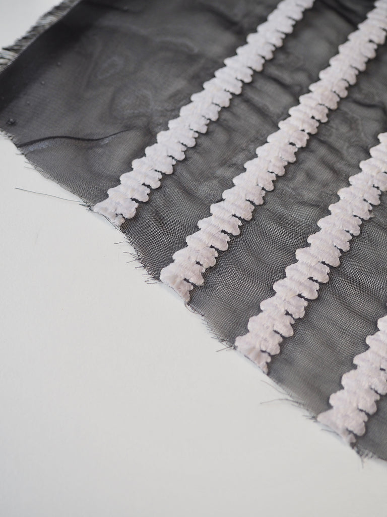 Monochrome Embroidered Stripe Chiffon