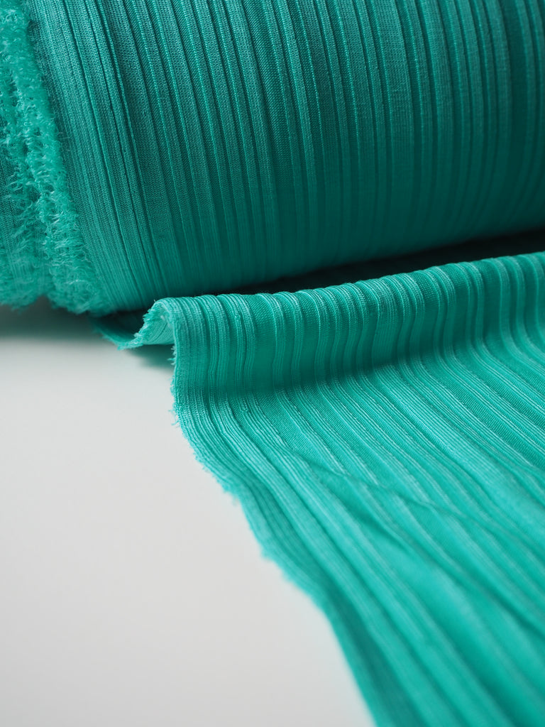 Bright Mint Ribbed Satin Jersey