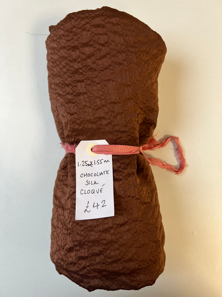 Chocolate Silk Cloqué Remnant