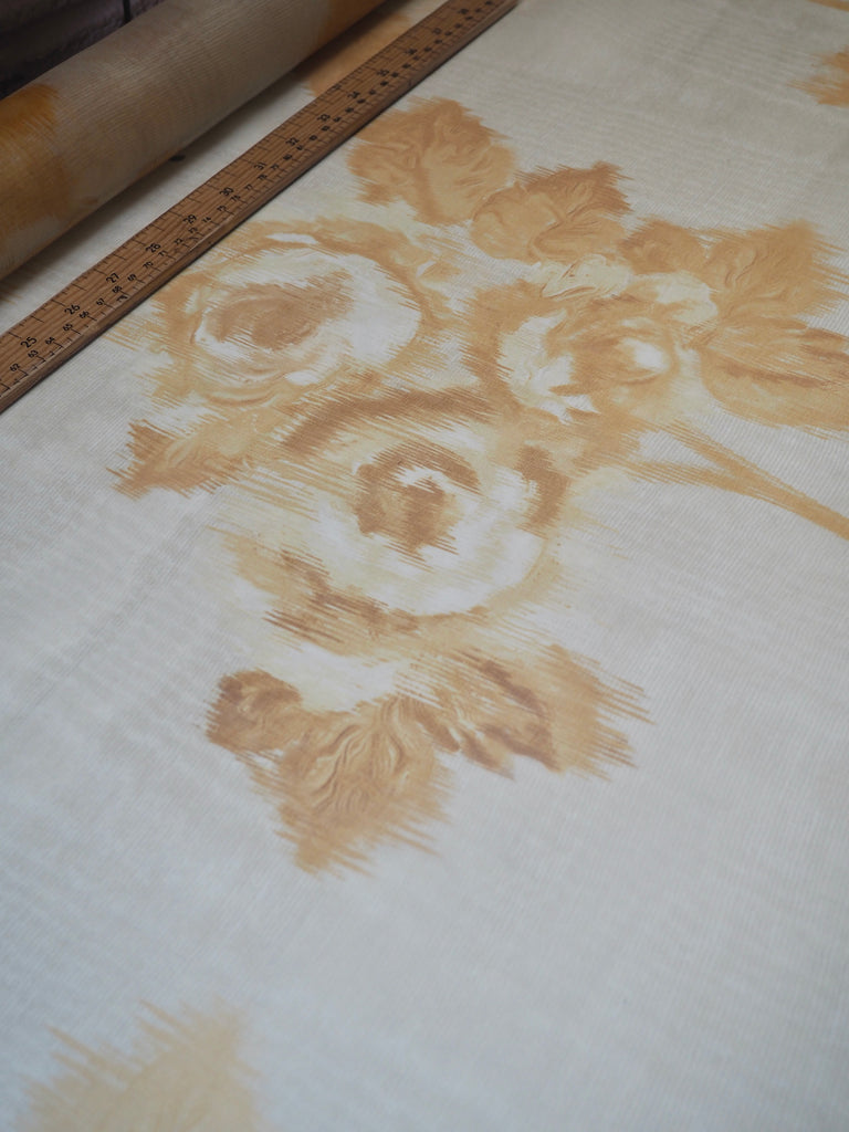 Yellow Moiré Rose Silk Organza