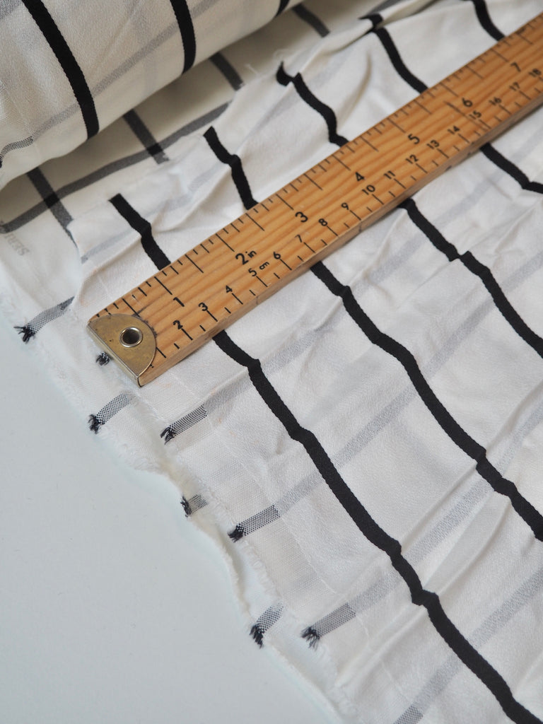 B+W Check + Stripe Crepe-Back Satin