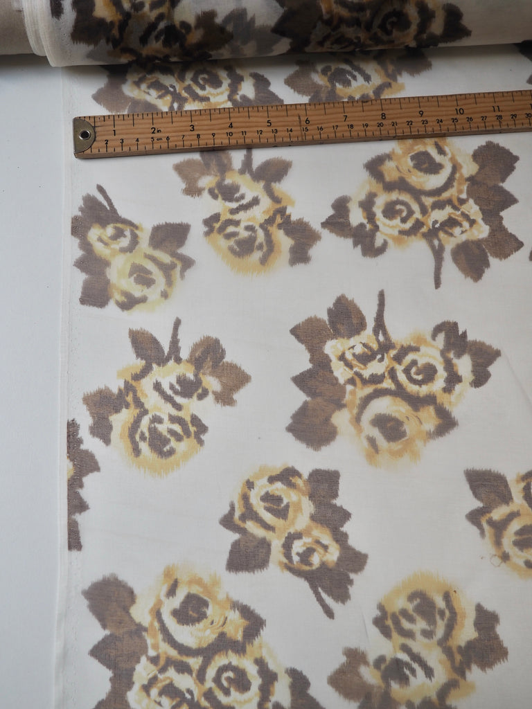 Yellow + Brown Moiré Rose Silk Organza