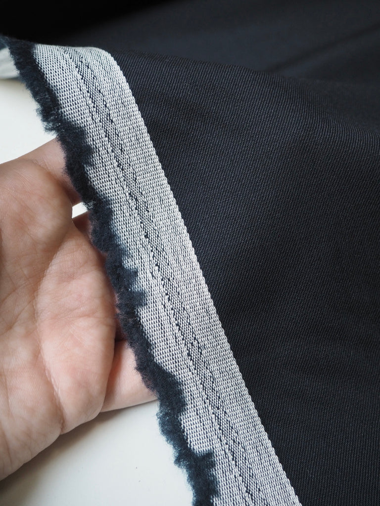 Navy Stretch Wool Twill