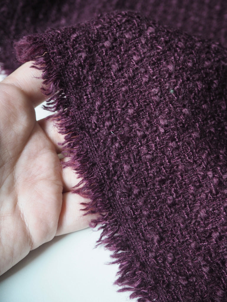 Merlot Wool Blend Tweed Bouclé