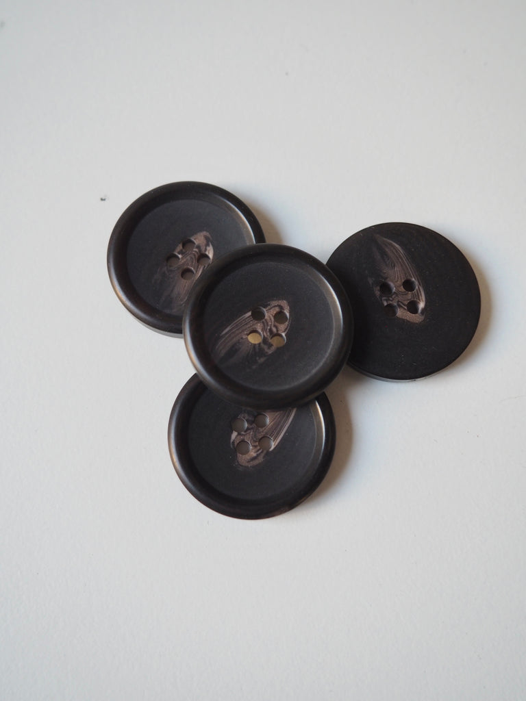 Branded Black + Brown Horn Buttons 26mm