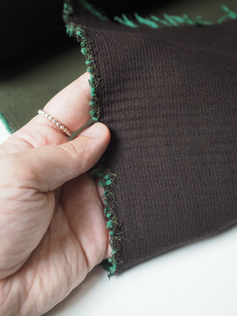 Olive + Brown Double Cotton Crepe
