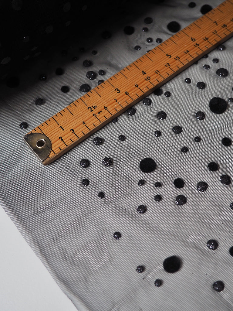 Black Flocked Dot Stretch Tulle