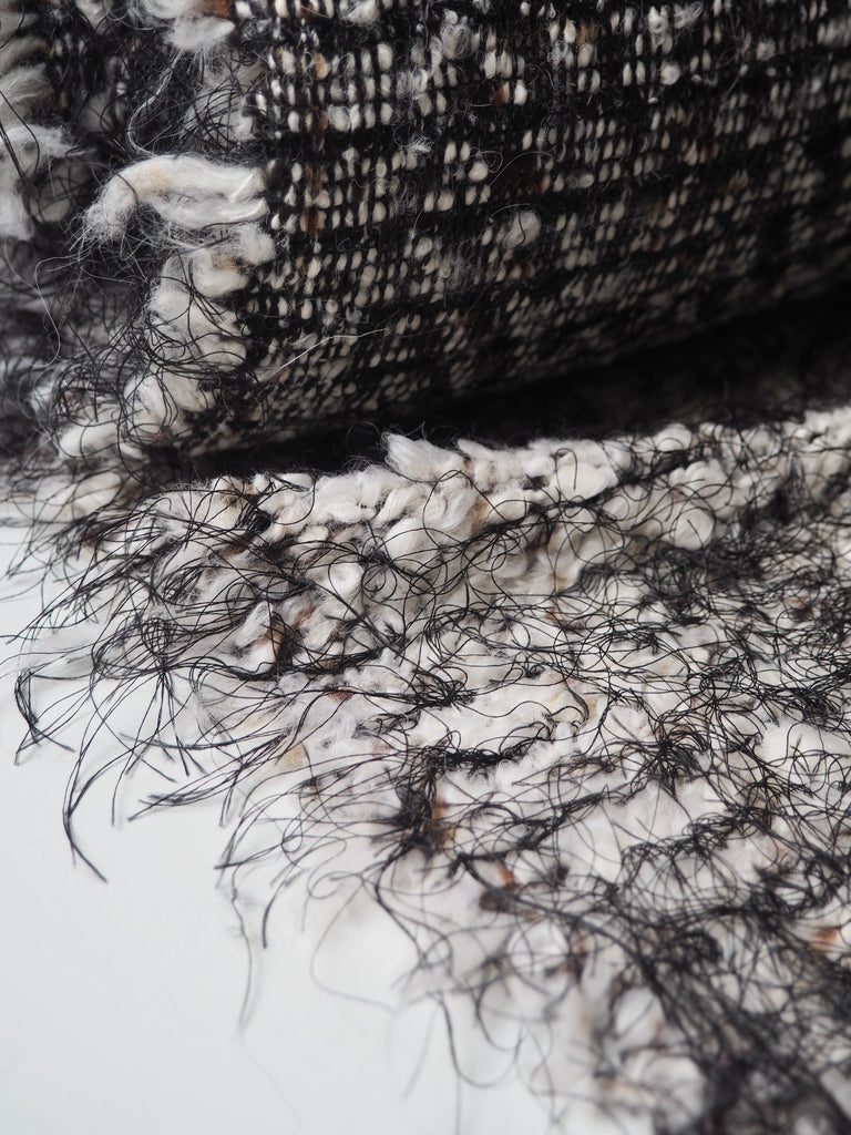 Fringed Cream Marl Boucle Wool Coating