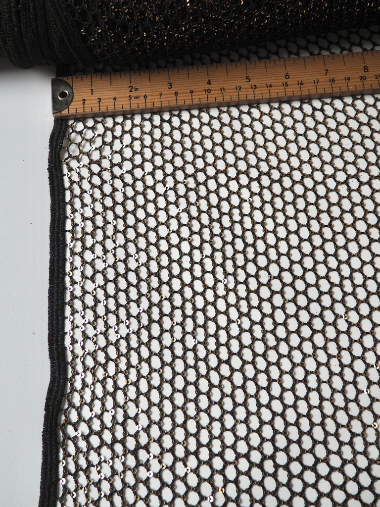 Black Sequin Guipure Fishnet Lace