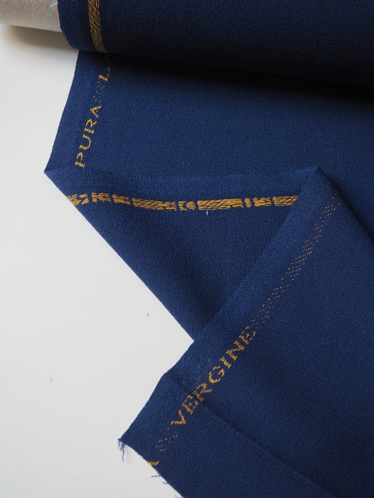 Deep Blue Wool Crepe