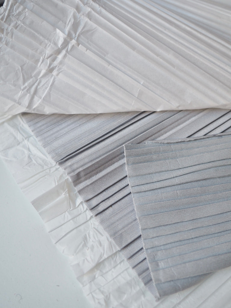 Silver Plissé Pleated Satin Jersey