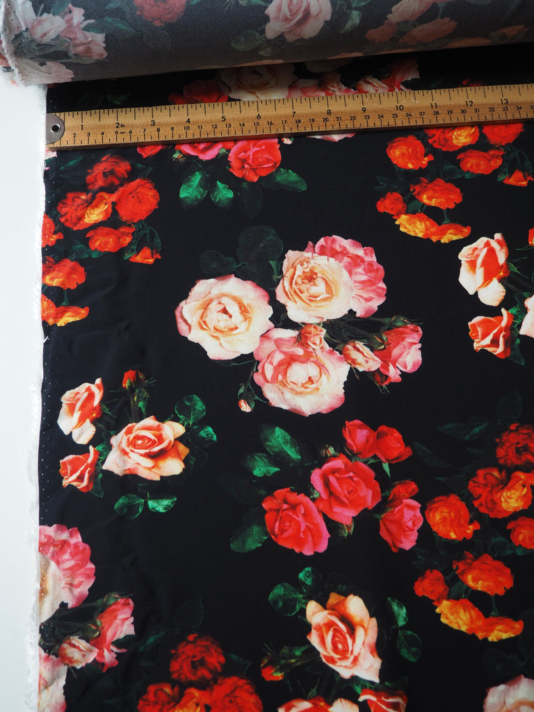 Black Floral Viscose Crepe