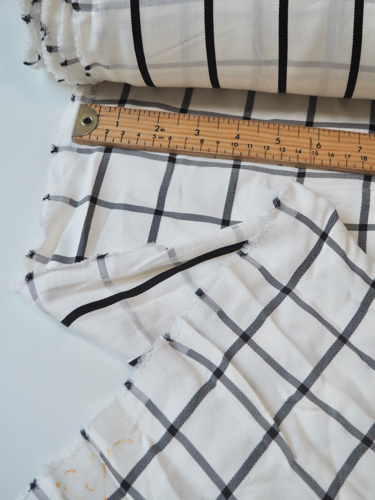 B+W Check + Stripe Crepe-Back Satin