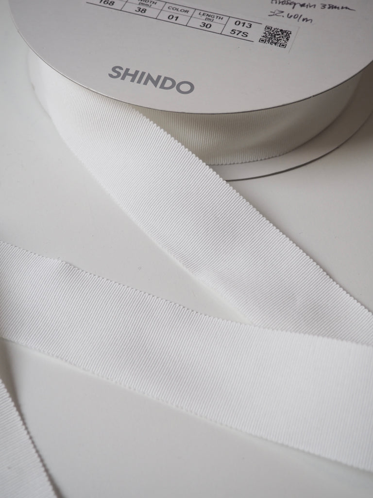 Shindo White Cotton Grosgrain Ribbon 38mm