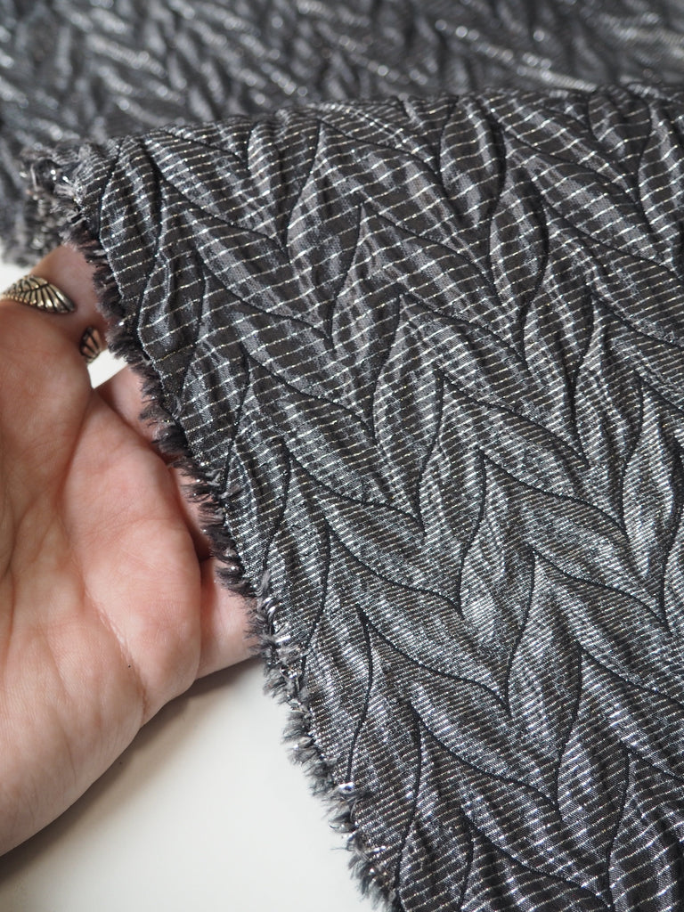 Gunmetal Stripe Chevron Cloqué